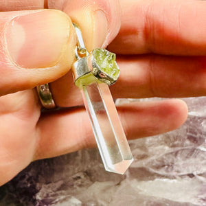 Moldavite And Quartz Pendant