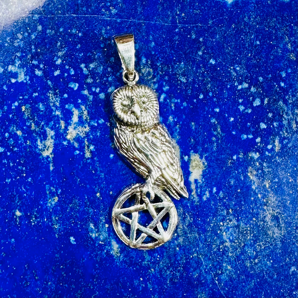 Owl On Pentagon Star Pendant