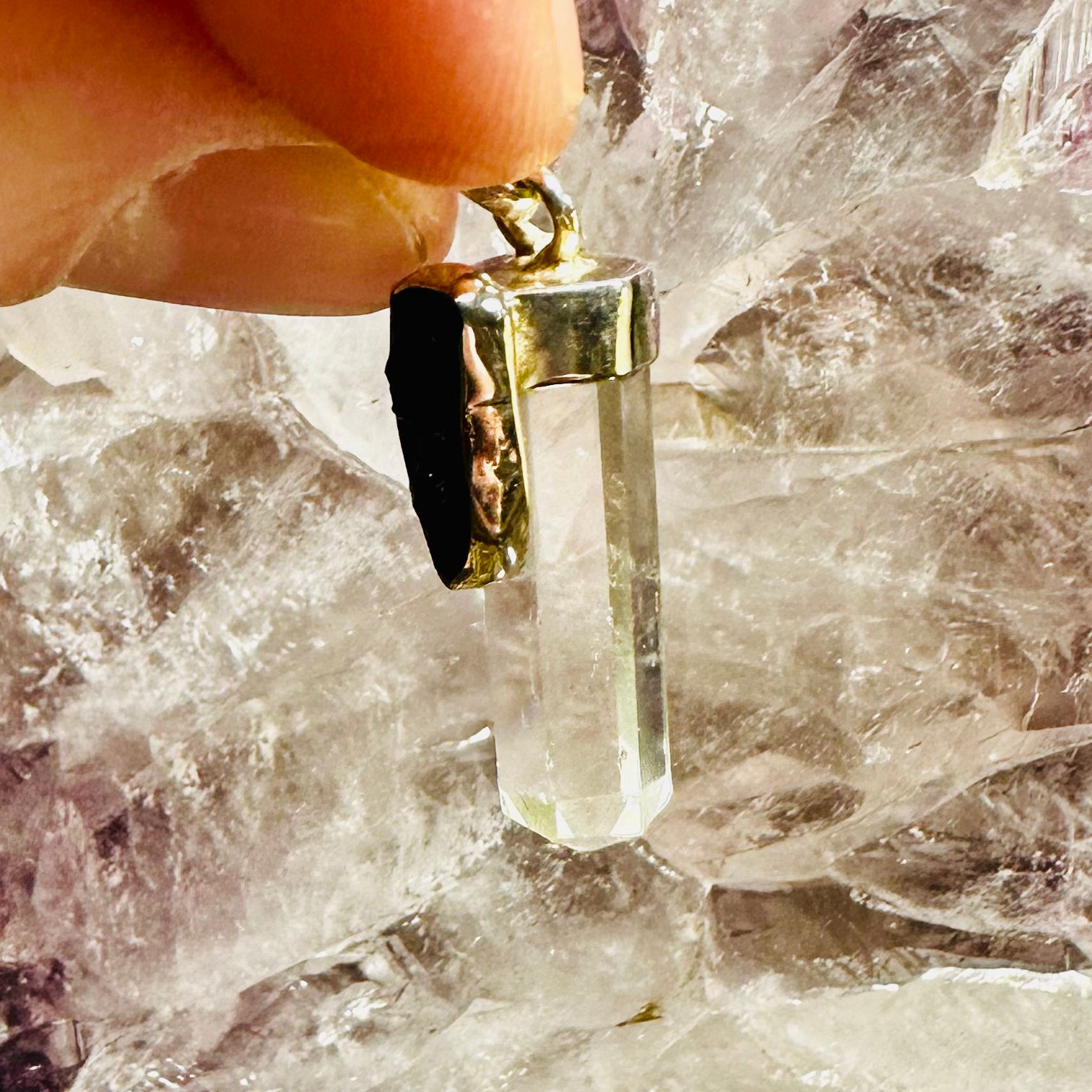 Moldavite And Quartz Pendant