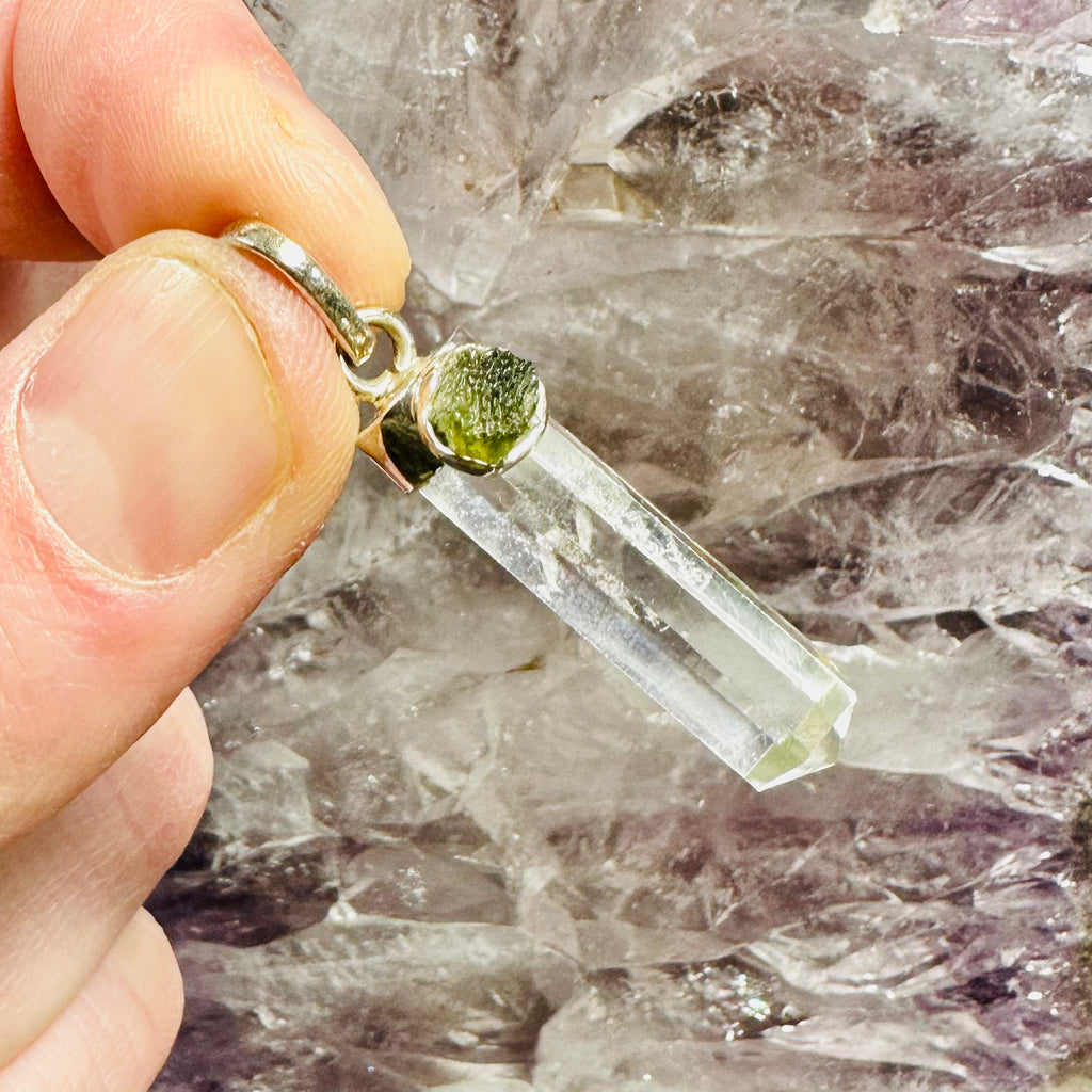 Moldavite And Quartz Pendant