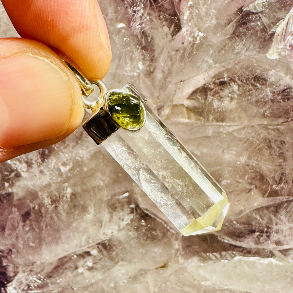 Moldavite And Quartz Pendant