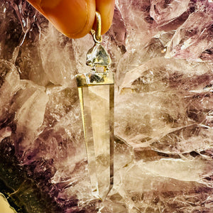 Moldavite And Quartz Pendant