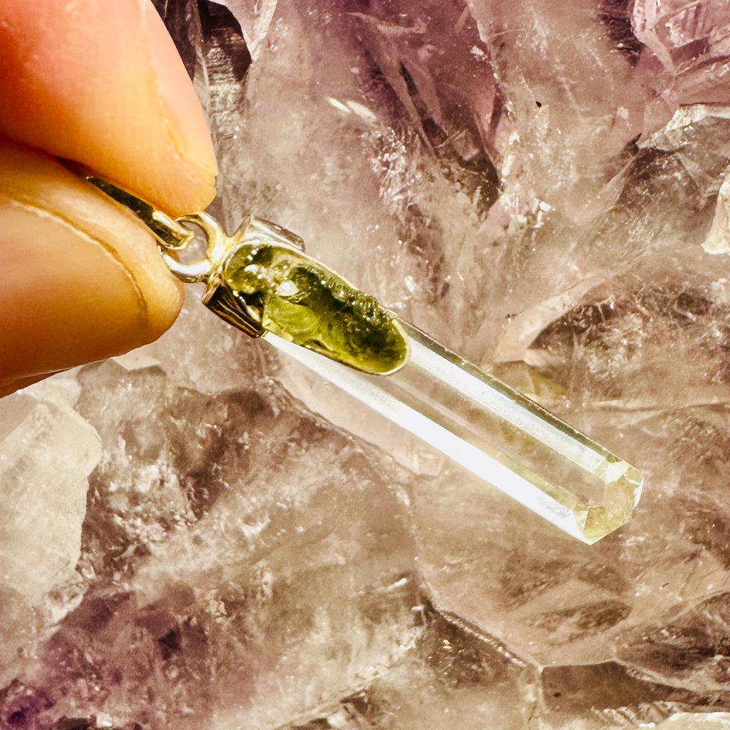 Moldavite And Quartz Pendant