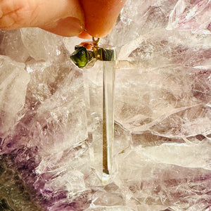 Moldavite And Quartz Pendant