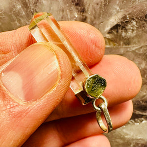 Moldavite And Quartz Pendant