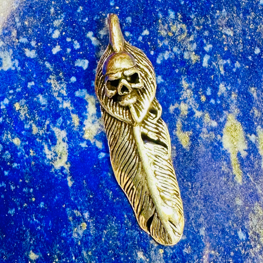 Skull And Feather Pendant