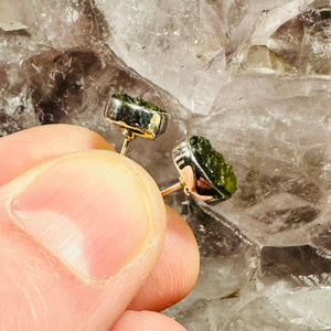 Moldavite Stud Earrings