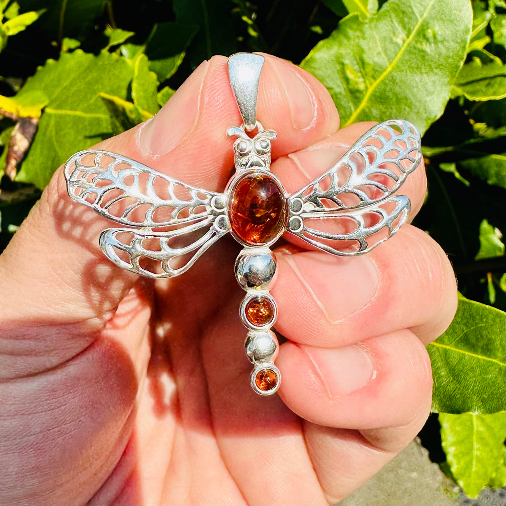 Amber Dragonfly Pendant