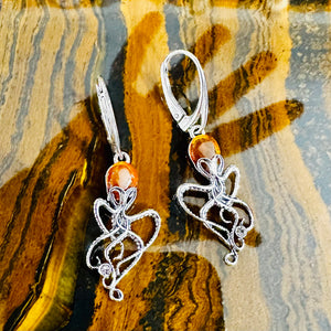 Amber Octopus Earrings