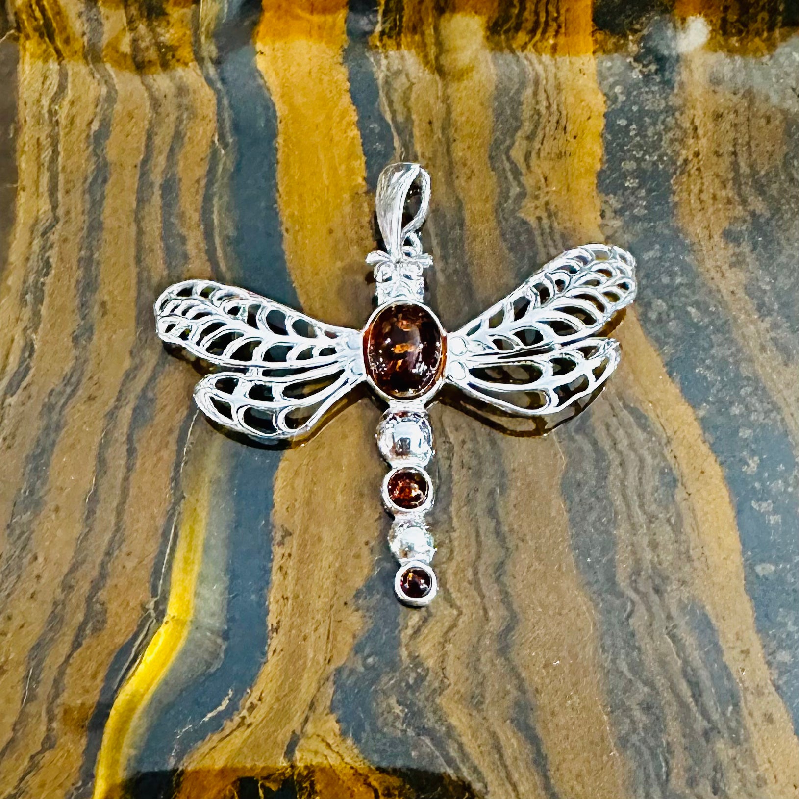 Amber Dragonfly Pendant