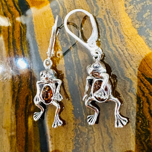 Amber Frog Earrings