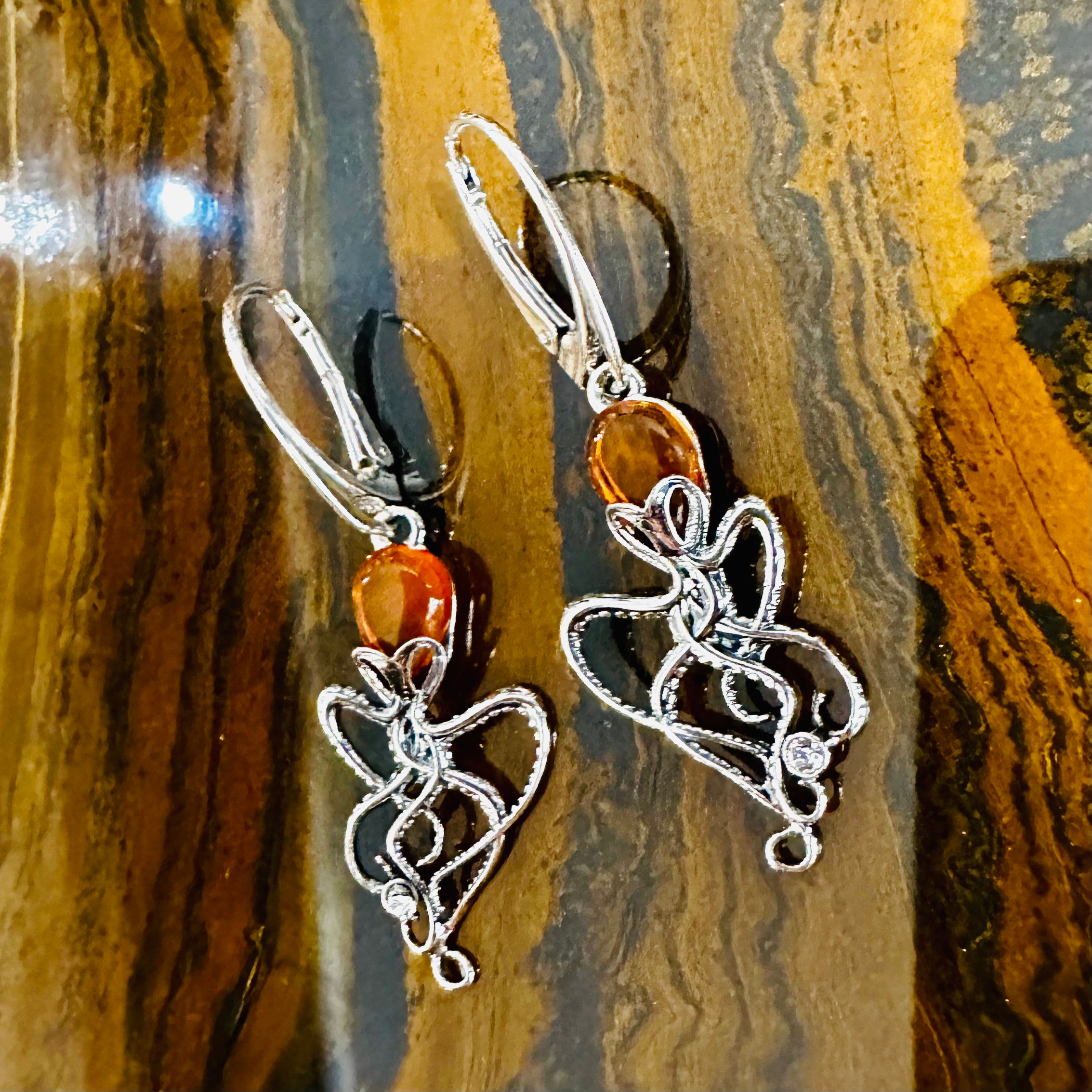 Amber Octopus Earrings