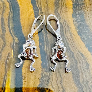 Amber Frog Earrings