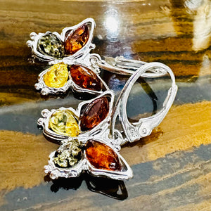 Mixed Amber Butterfly Earrings