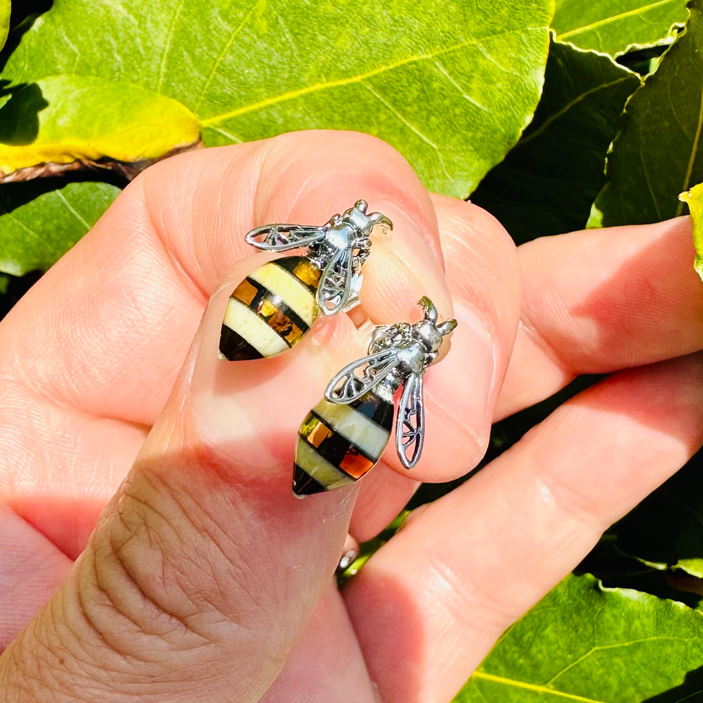 Amber Wasp Earrings