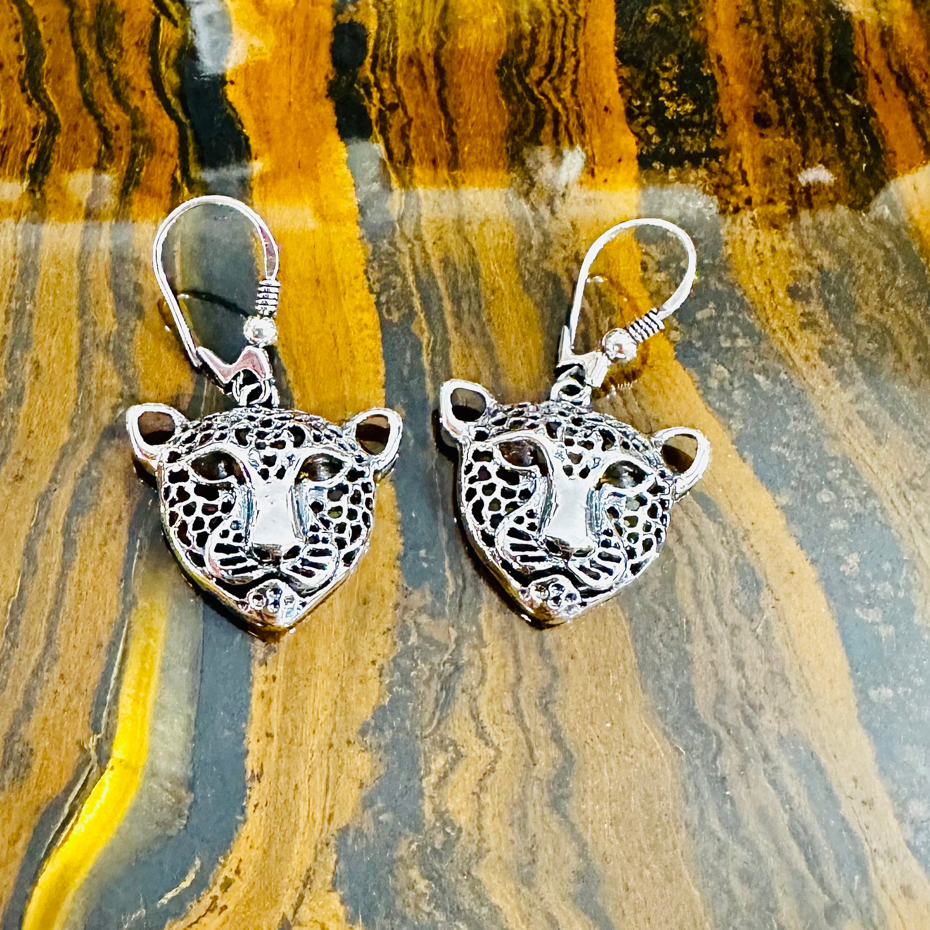 Amber Panther Earrings