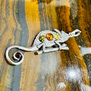 Amber Chameleon Pendant