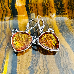 Amber Panther Earrings