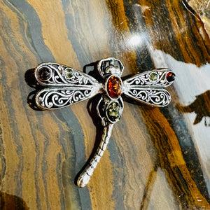 Amber Dragonfly Pendant/Brooch