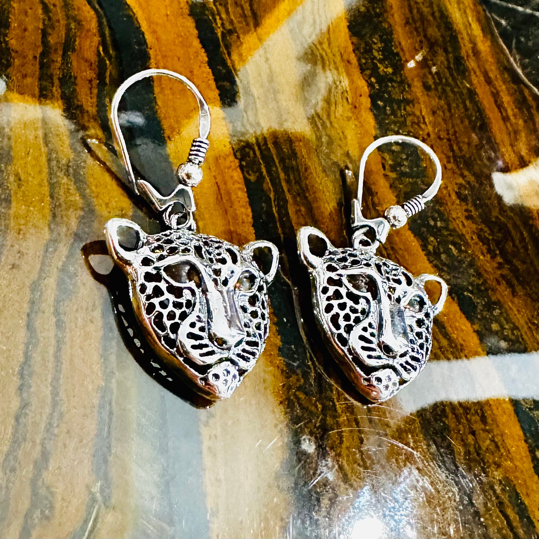 Amber Panther Earrings