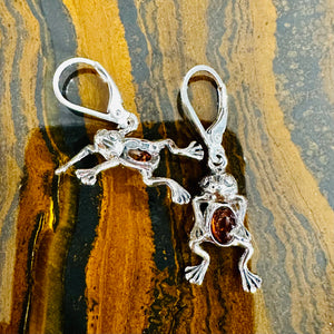 Amber Frog Earrings