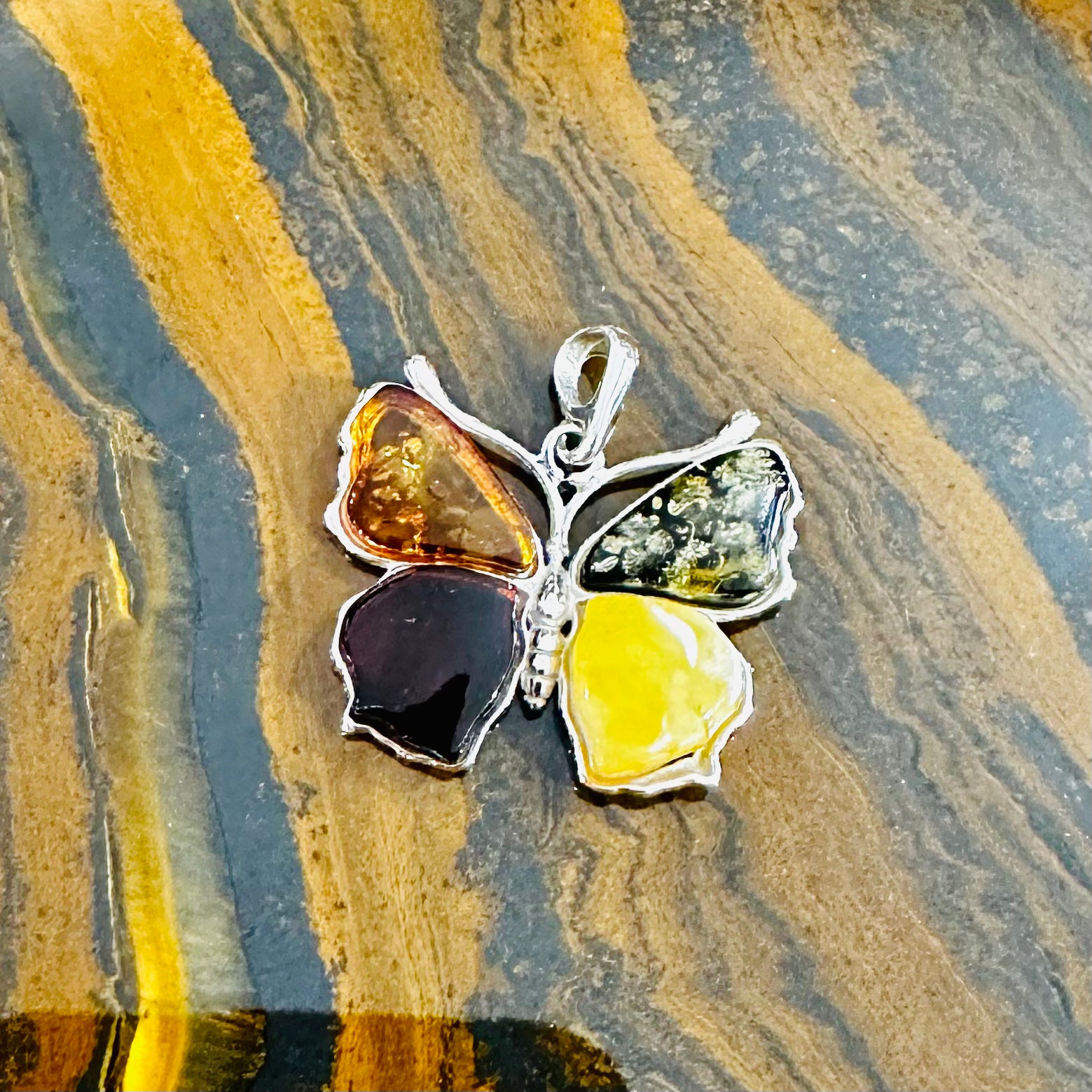 Amber Butterfly Pendant