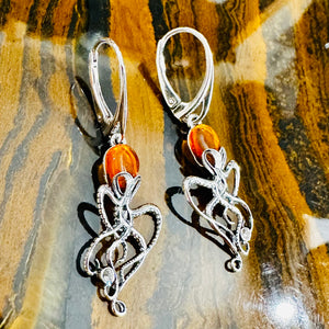 Amber Octopus Earrings