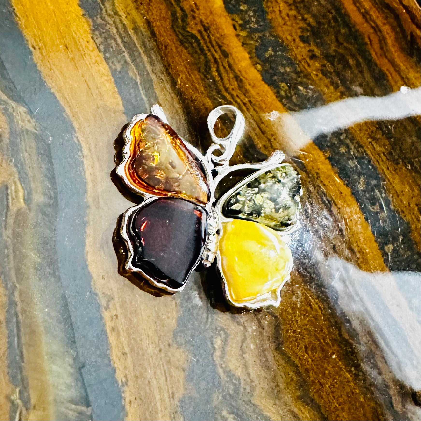 Amber Butterfly Pendant