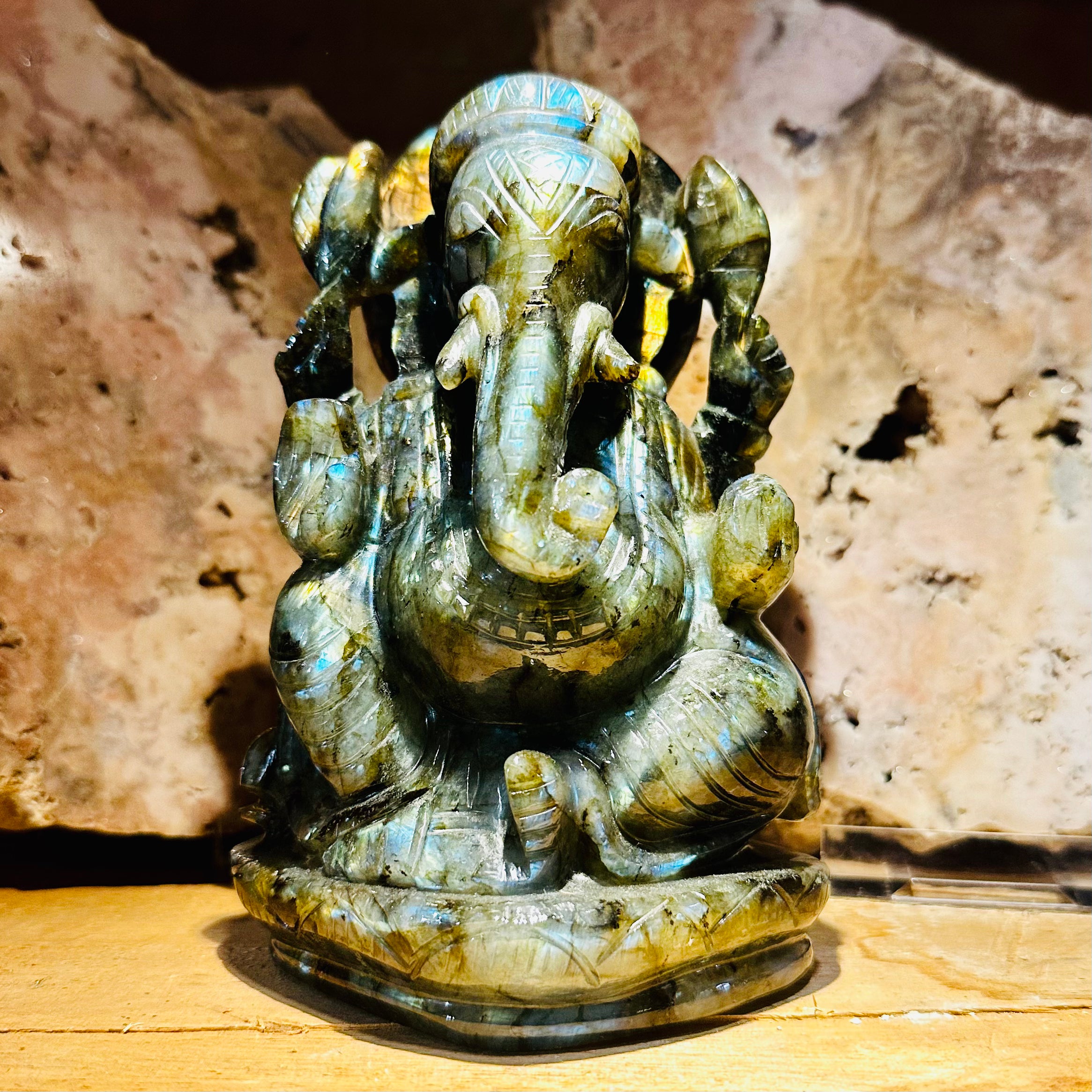 Carved Labradorite Ganesh