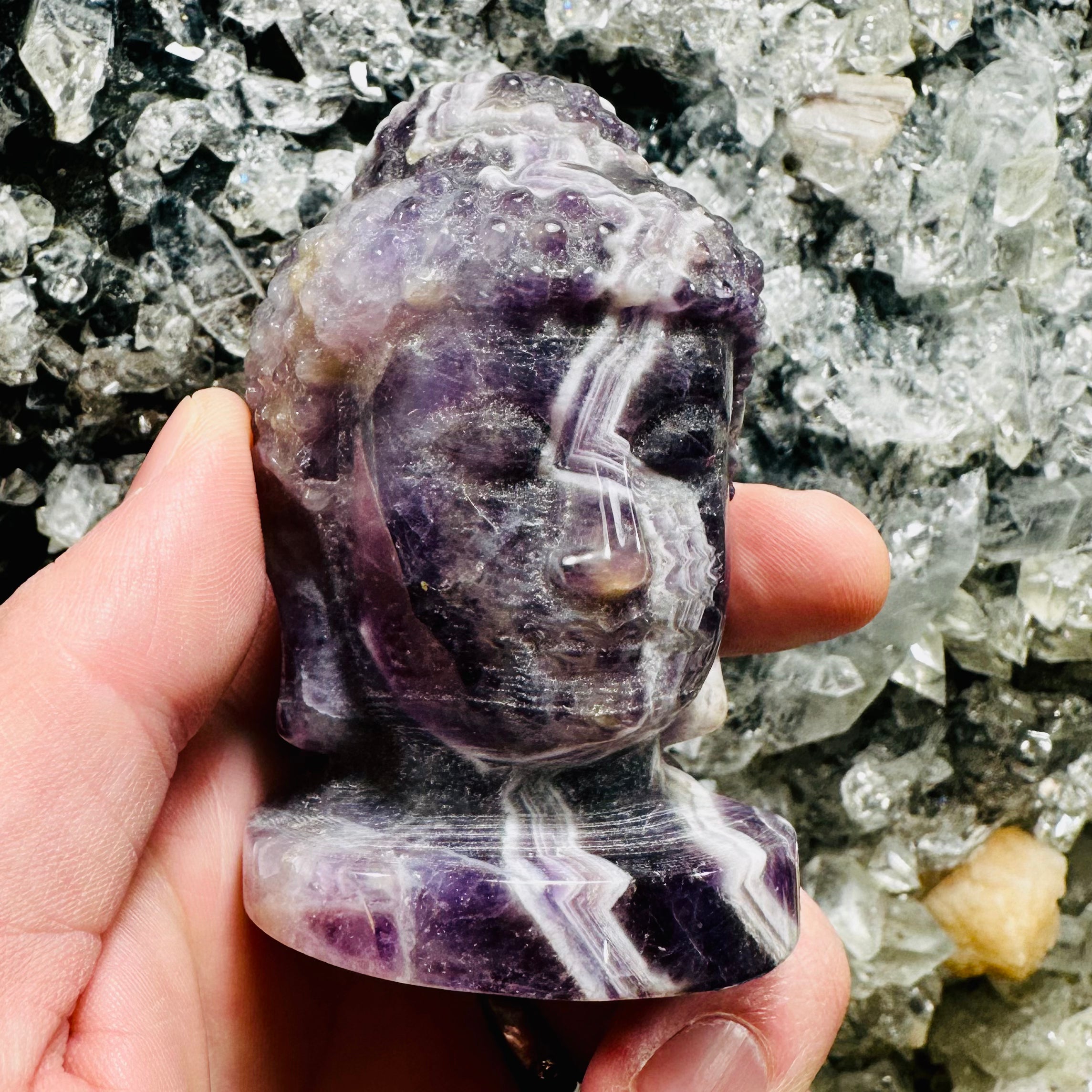 Chevron Amethyst Buddha Head