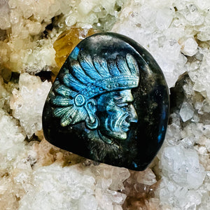 Carved  Labradorite Red Indian