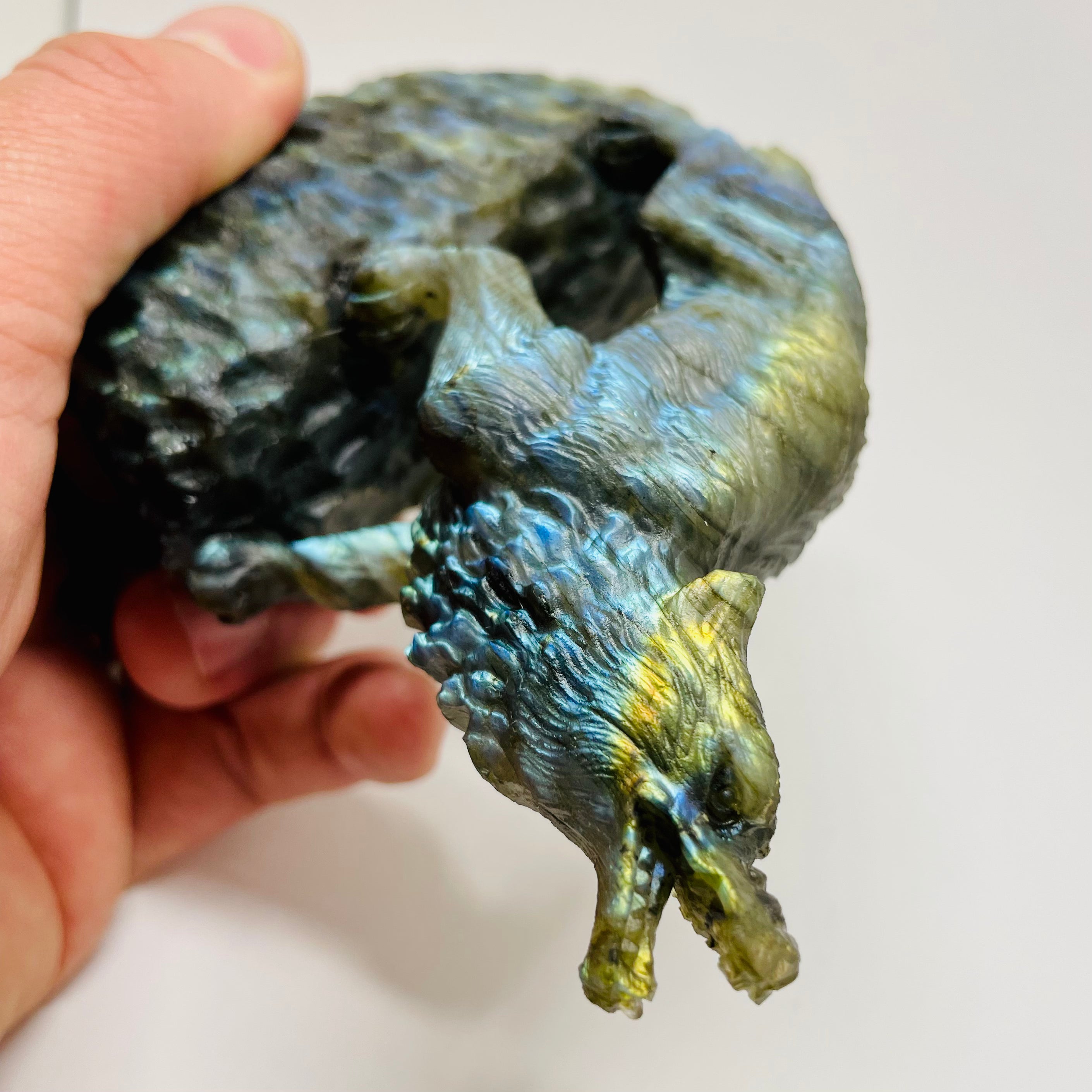 Hand Carved Labradorite Wolf