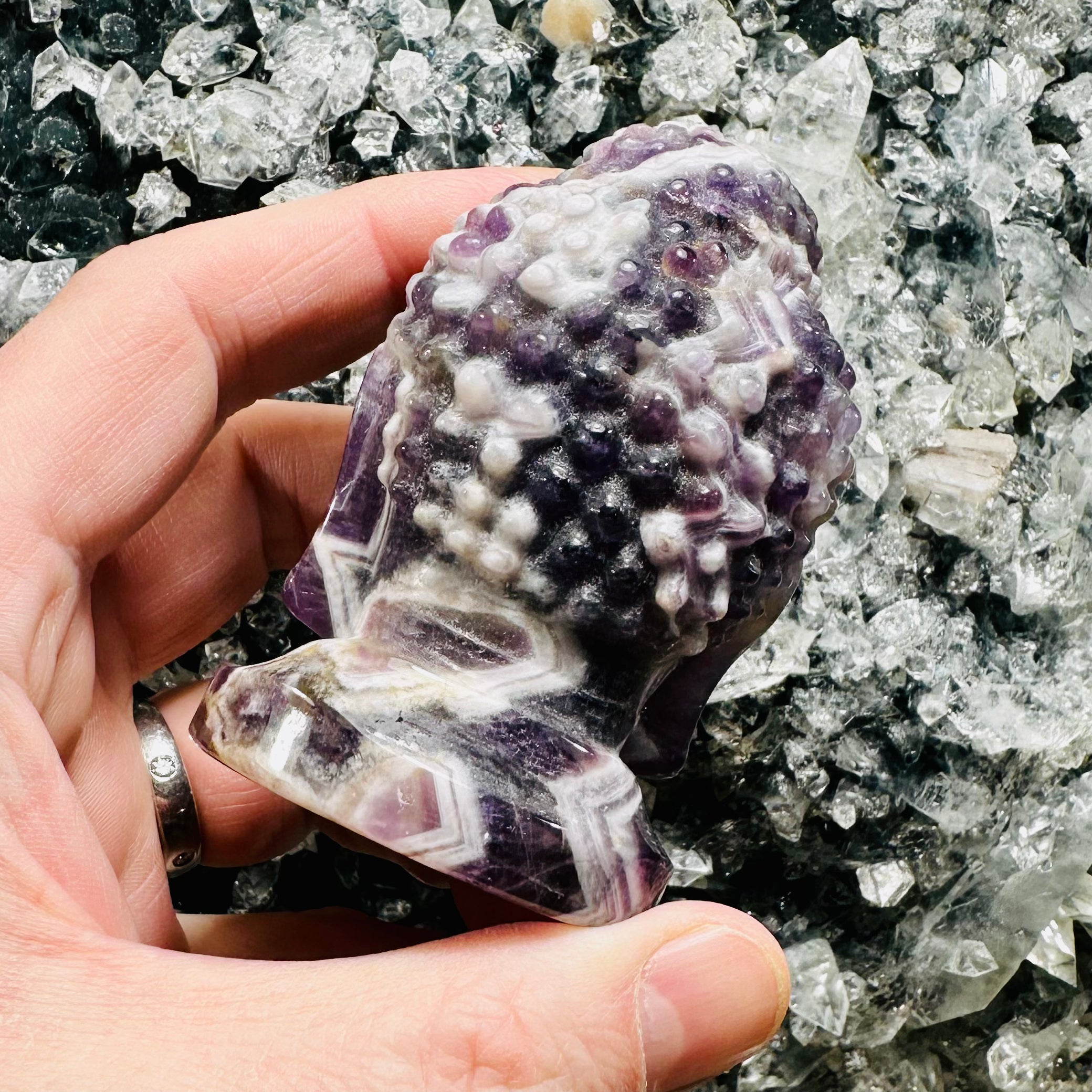 Chevron Amethyst Buddha Head