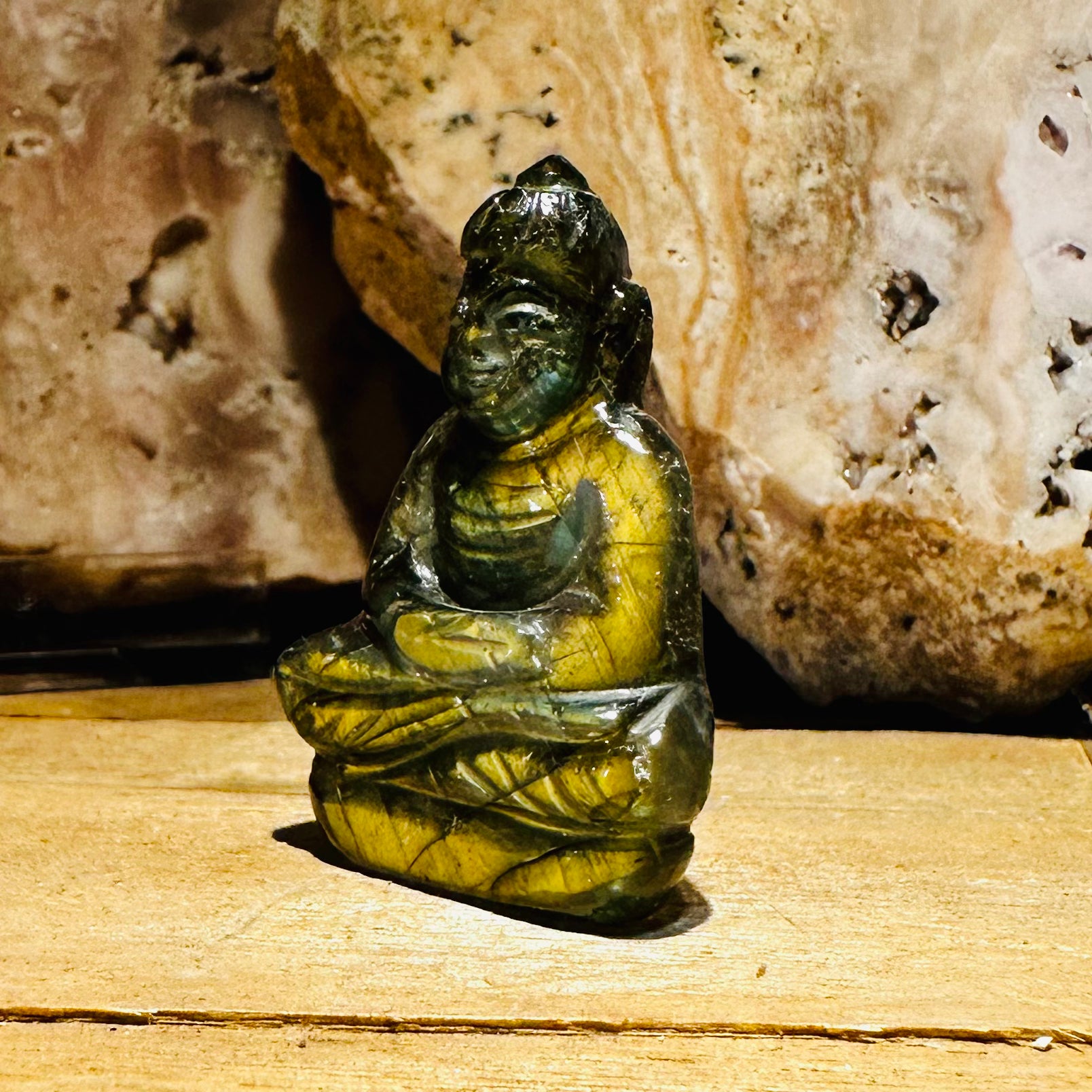 Carved Labradorite Buddha