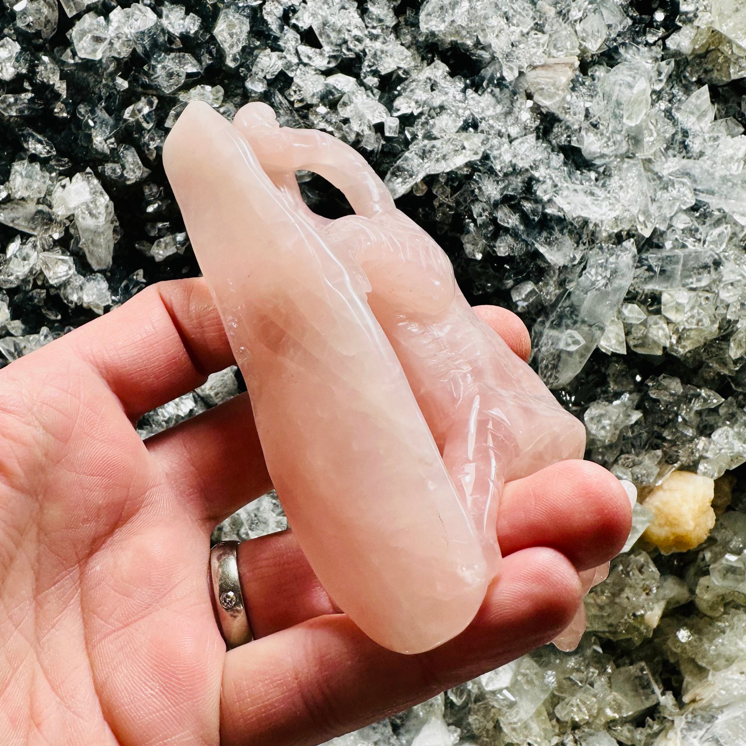 Carved Rose Quartz Tiger