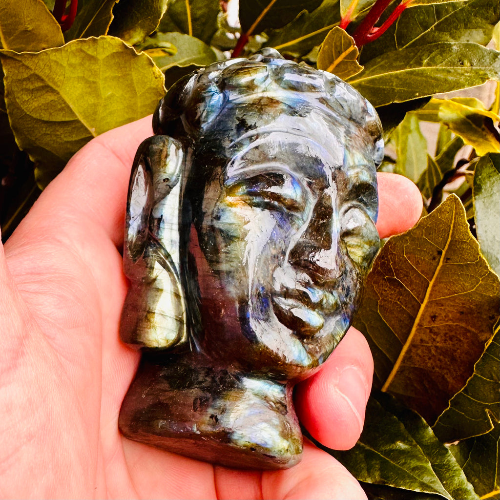 Carved Labradorite Buddha Head