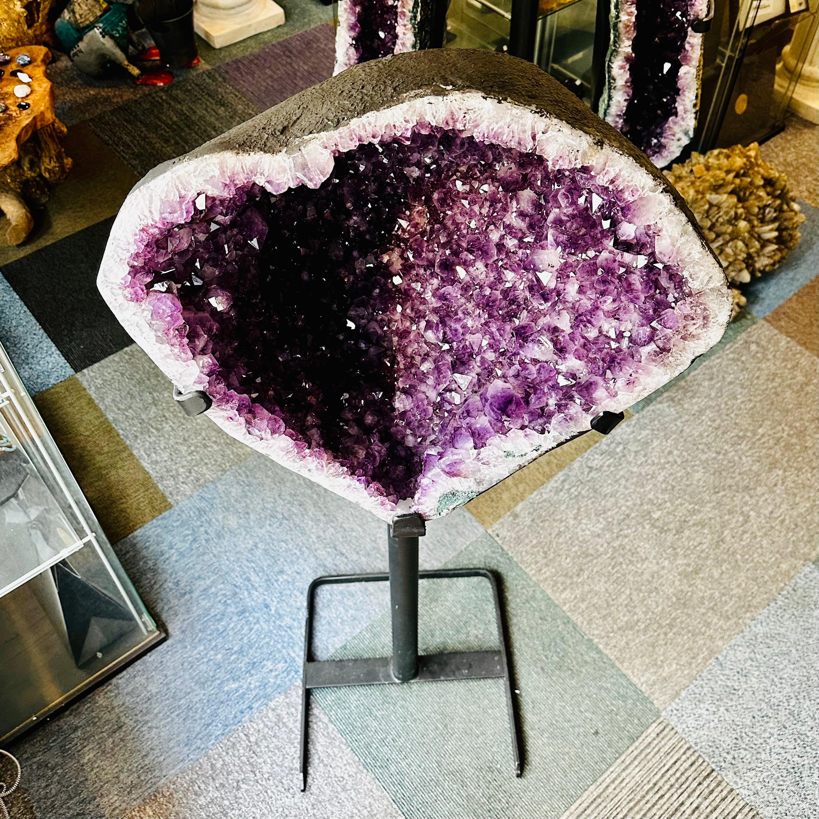 Large Amethyst Cave On Stand