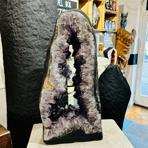 Open Backed Amethyst Church With Dog Tooth Calcite