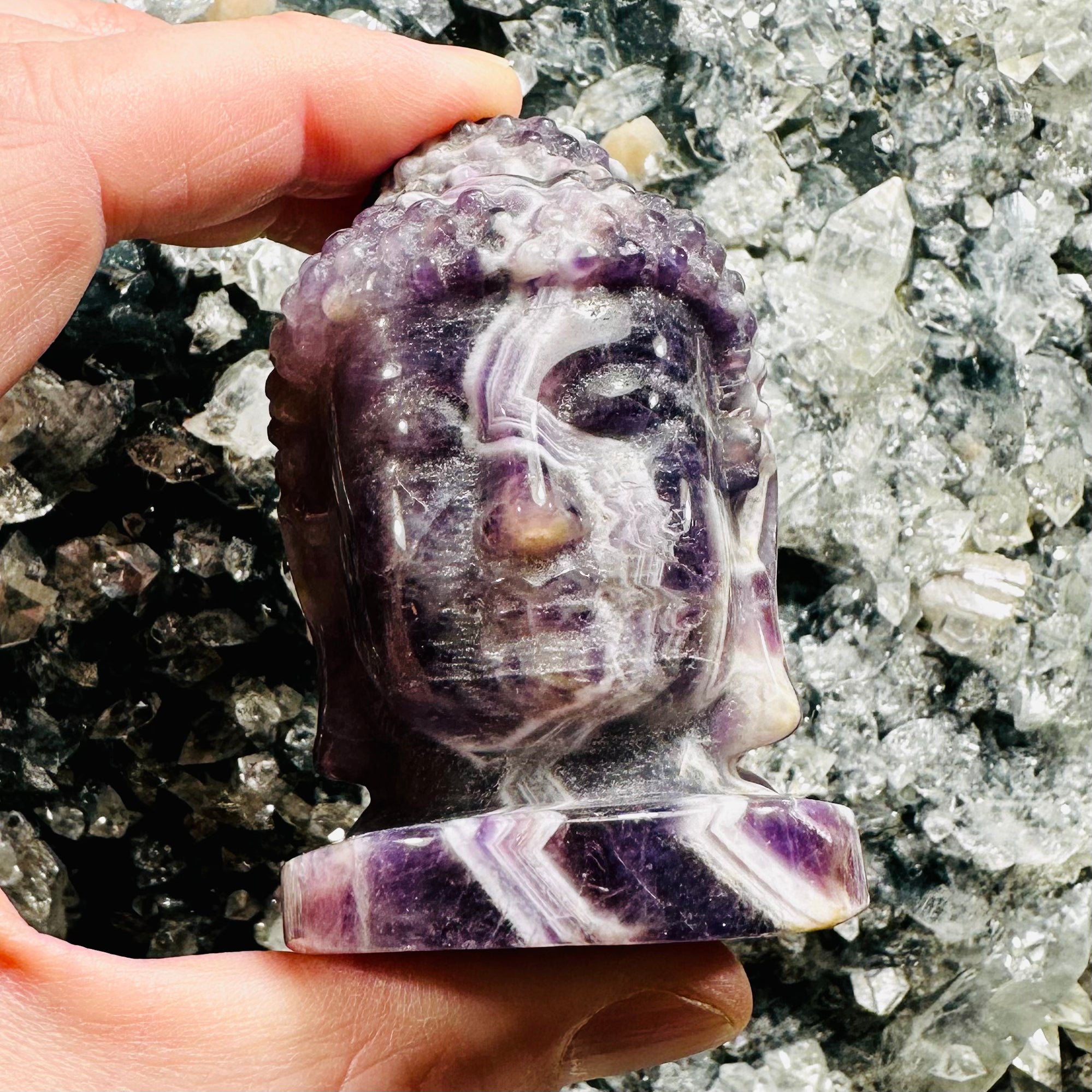 Chevron Amethyst Buddha Head