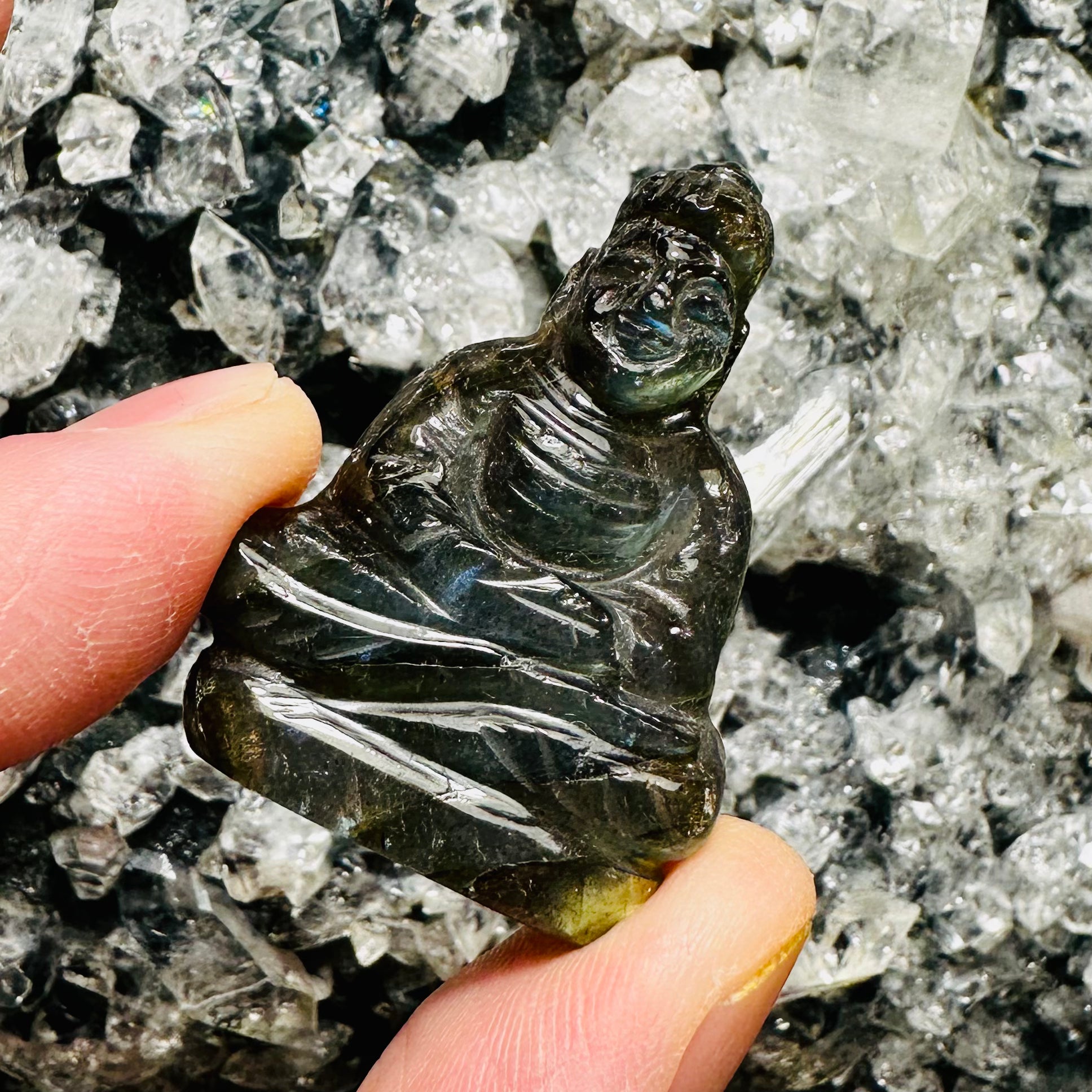 Carved Labradorite Buddha